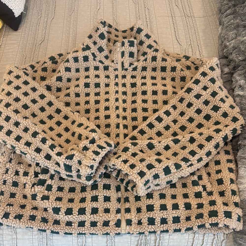 Cozy Checkered Zip-Up Jacket
